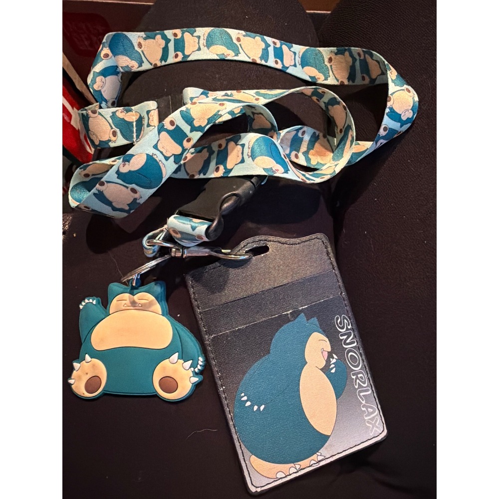 Pokemon Snorlax Lanyard ID Badge Holder Keychain Charm Teal Nintendo 2018